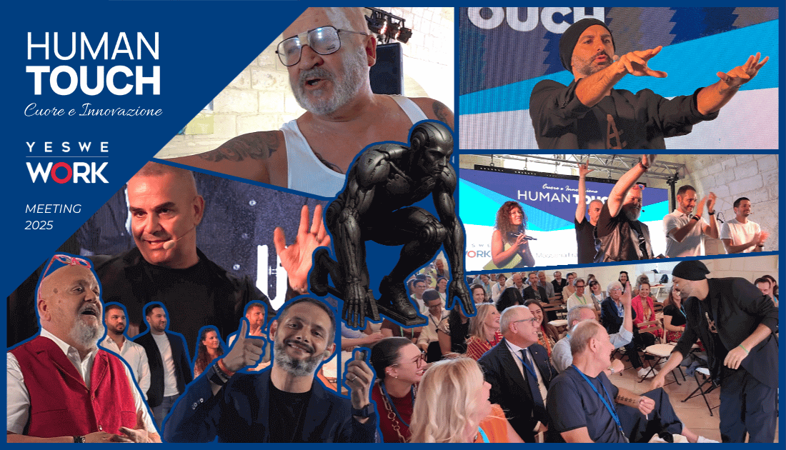 Un collage di vari momenti dell'evento 'Homan Touch' Organizzato da YesWeWork per i propri Clienti a Settembre 2025